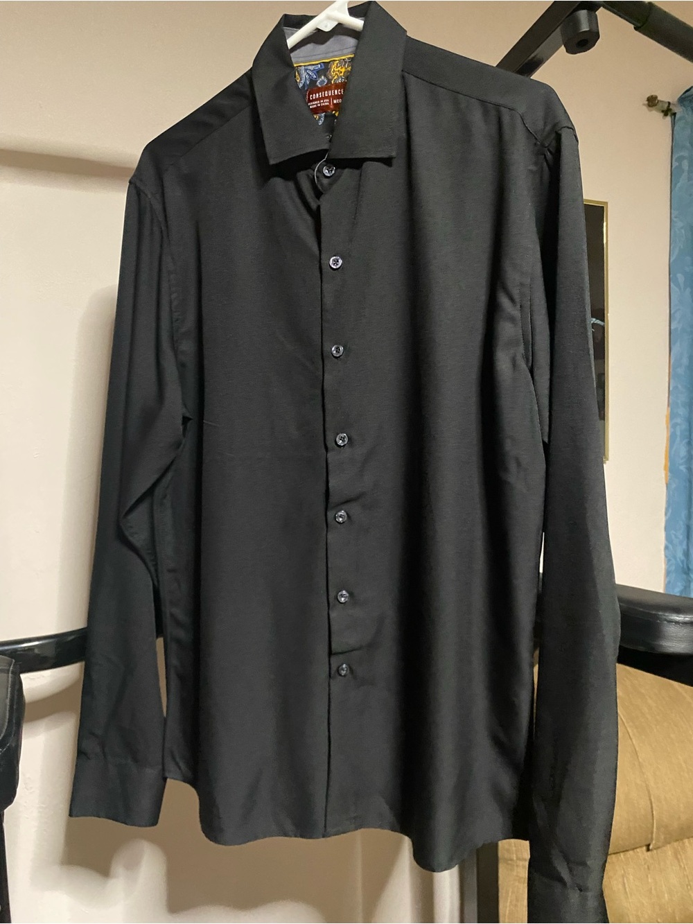 Two Black Men's Long-Sleeve Button-Up Shirt